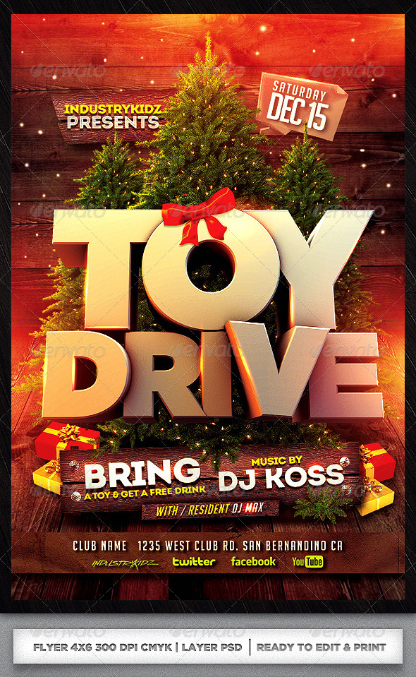 TOY DRIVE XMAS FLYER TEMPLATE PSD by AudioNeptune on DeviantArt