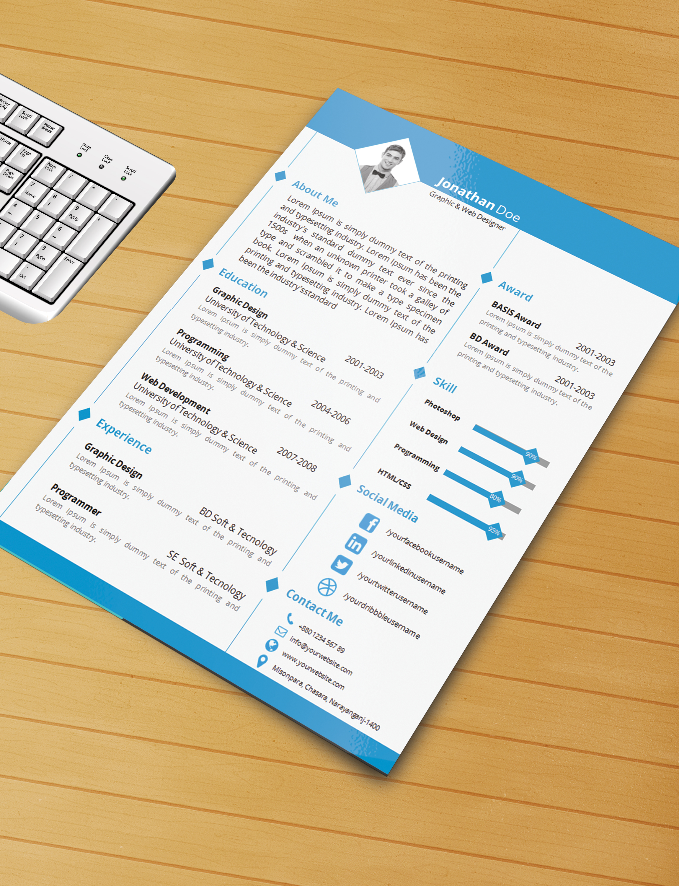 Resume Template With Ms Word File ( Free Download) by designphantom on