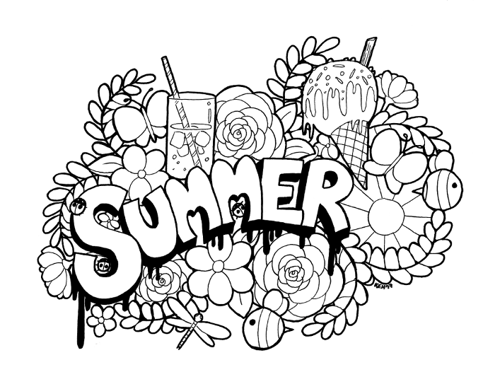 Summer Doodle - colouring line art (downloadable) by tea-bug on DeviantArt